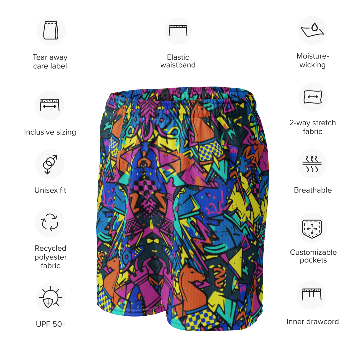 Chess At The Beach Mesh Shorts
